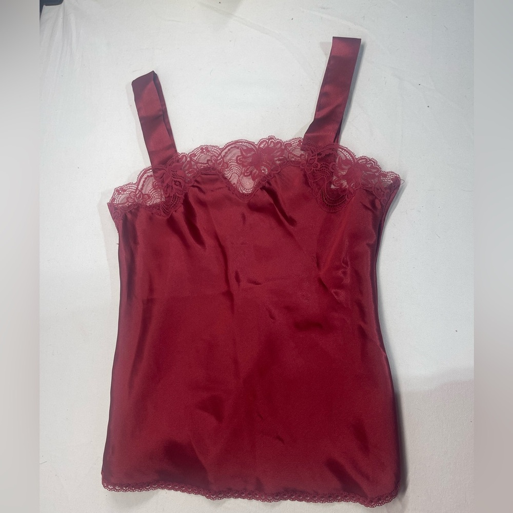 Elegant Red Satin Lace Camisole - Picture 2 of 6